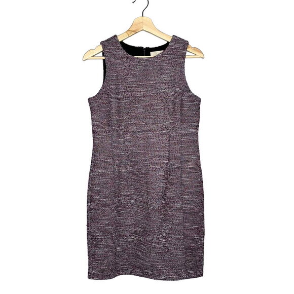 Loft Tweed Sleeveless Mini Dress Purple/Burgundy Women's Size 6p Professional - Picture 1 of 8